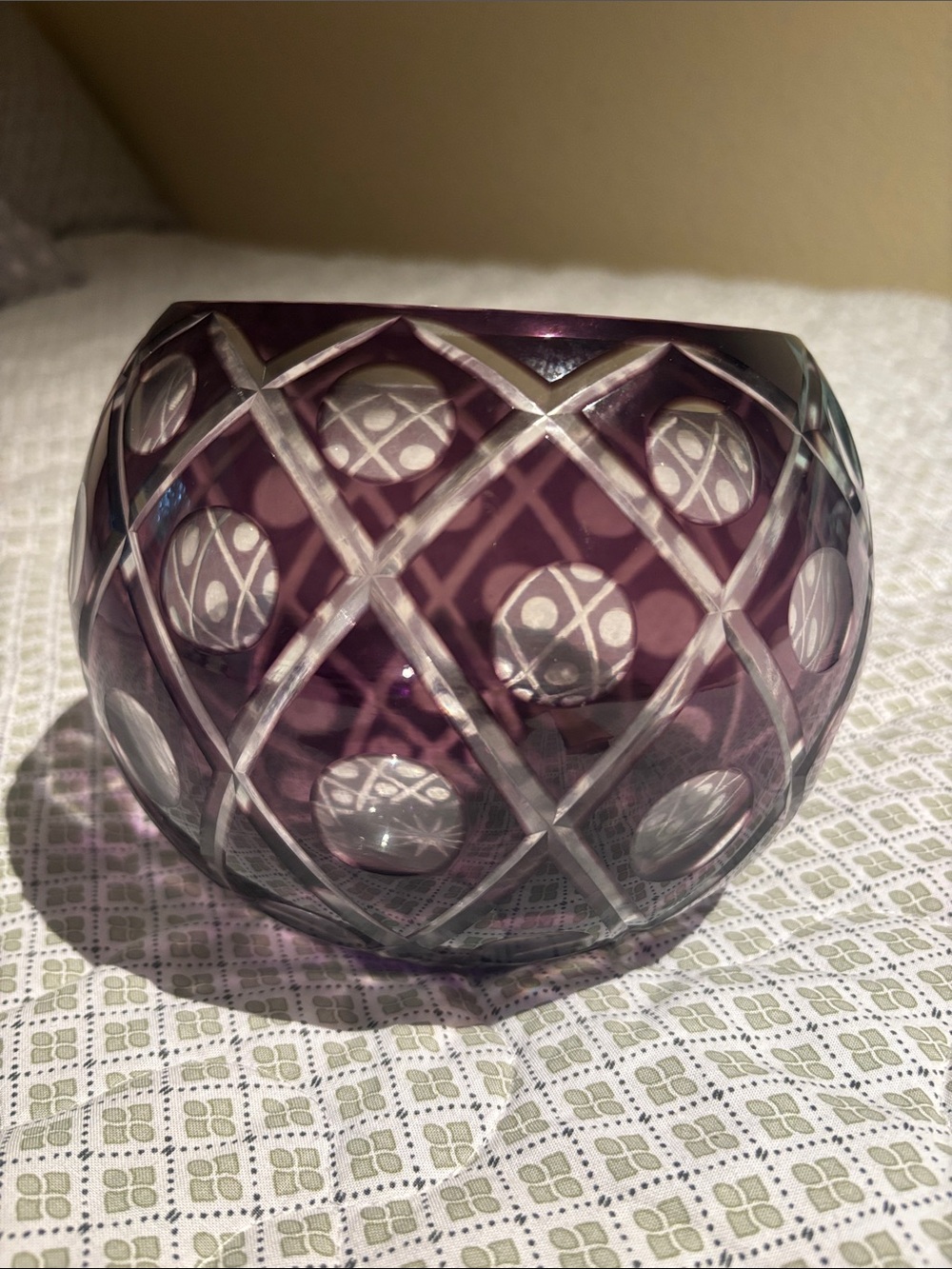 Vintage Gorham crystal Lady Anne amethyst cut-to-clear rose bowl base